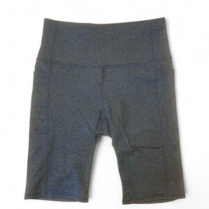 Skechers Charcoal High-Rise Women’s Bike Shorts with Side Pockets